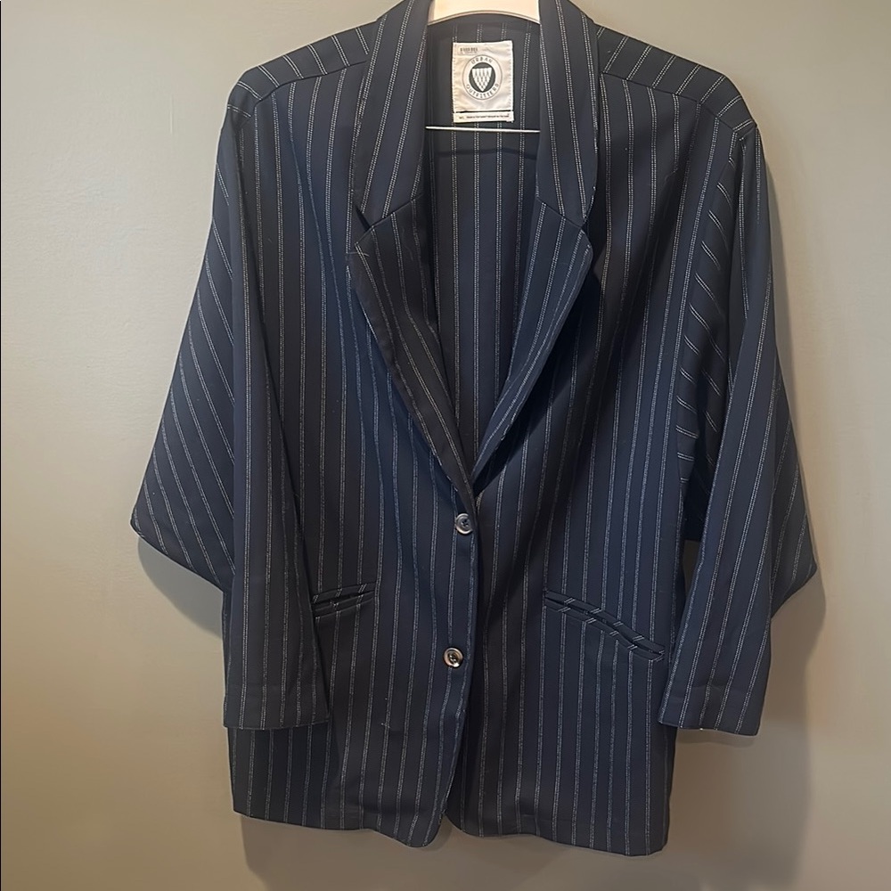 Urban Outfitters Womens Navy Striped Blazer - M/L